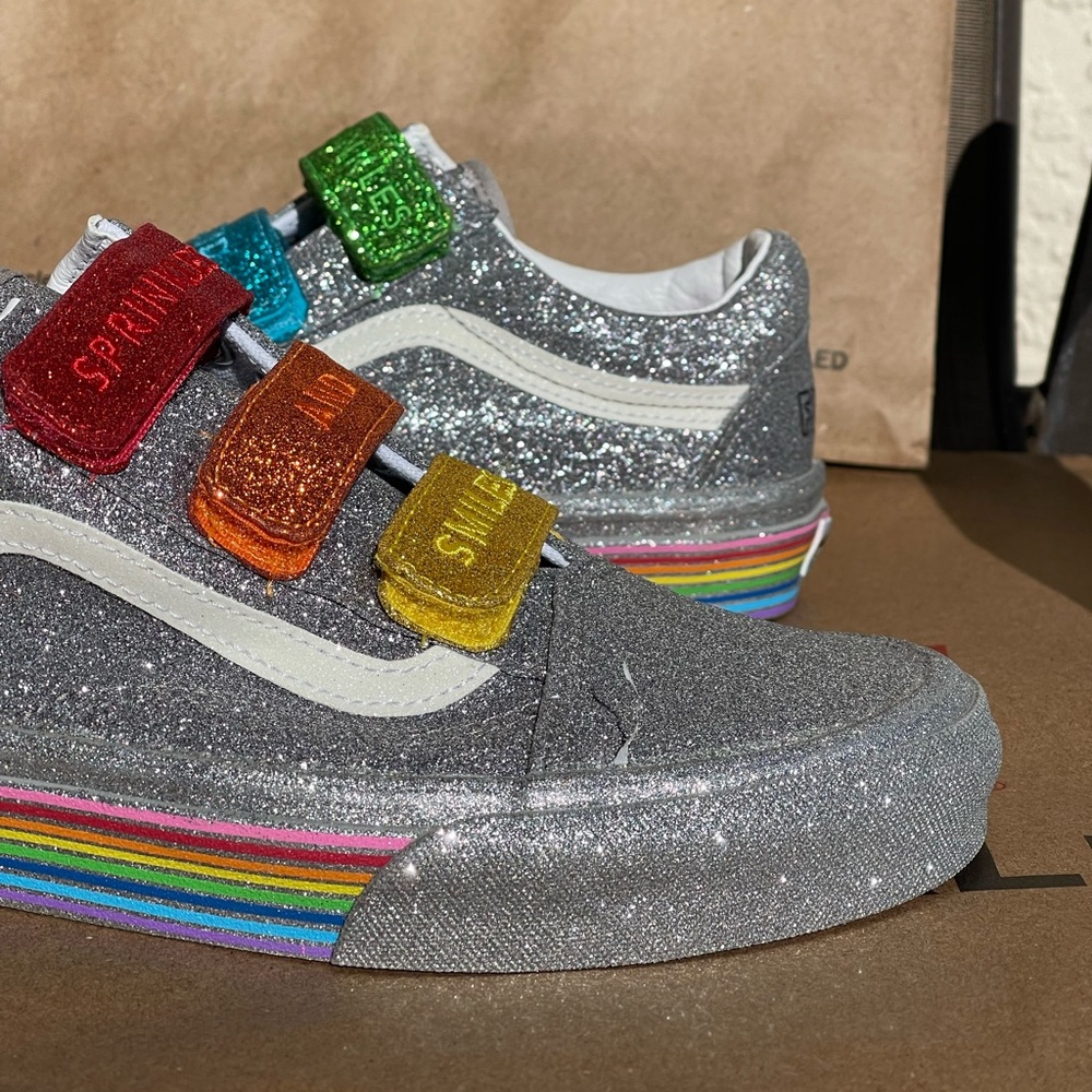 Old Skool Sparkled Rainbow Colored Vans (Flour Shop Edition)🌈 - Picture 3 of 10